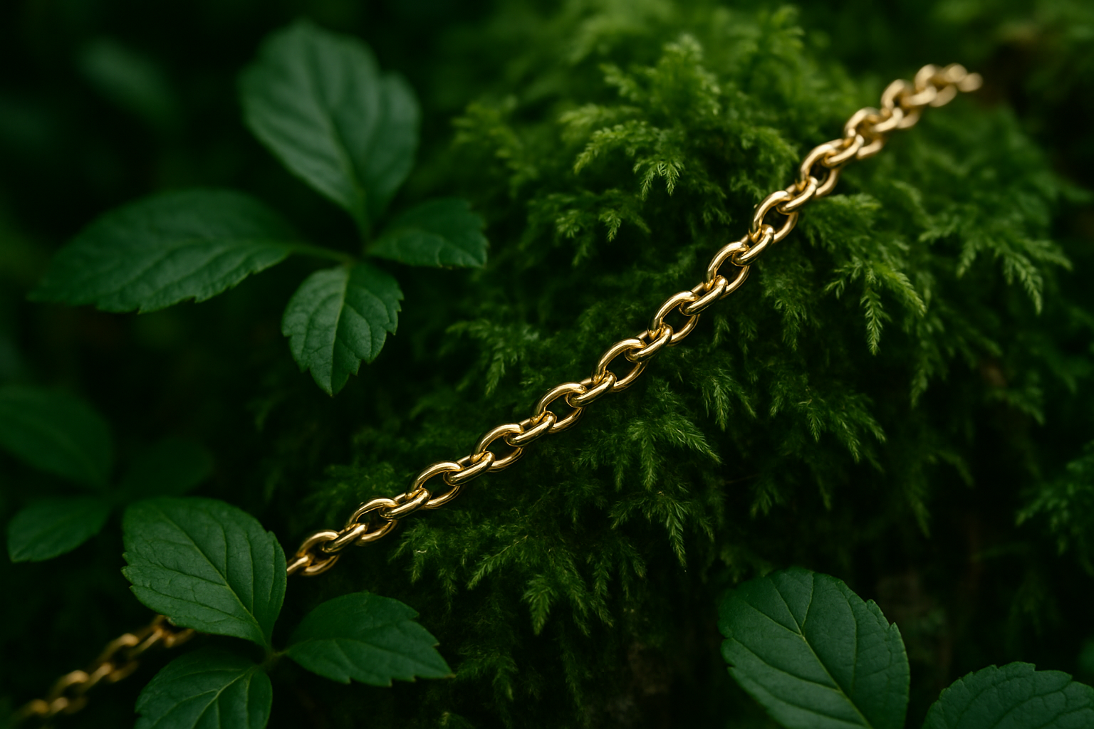 close green nature image with gold chain